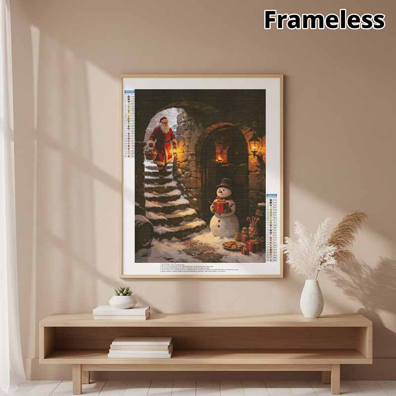 Full Drill Diamond Art Kit Christmas Snowman DIY Rhinestone Painting Canvas Creative Handmade Gift for Dog Lovers Holiday Home Decor