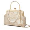 New Chinese Style Cheongsam Bag with Elegant Temperament, Banquet Clip Bag, Solemn Hand-held Mouth, Gold Bag, Pearl Bag, Crossbody