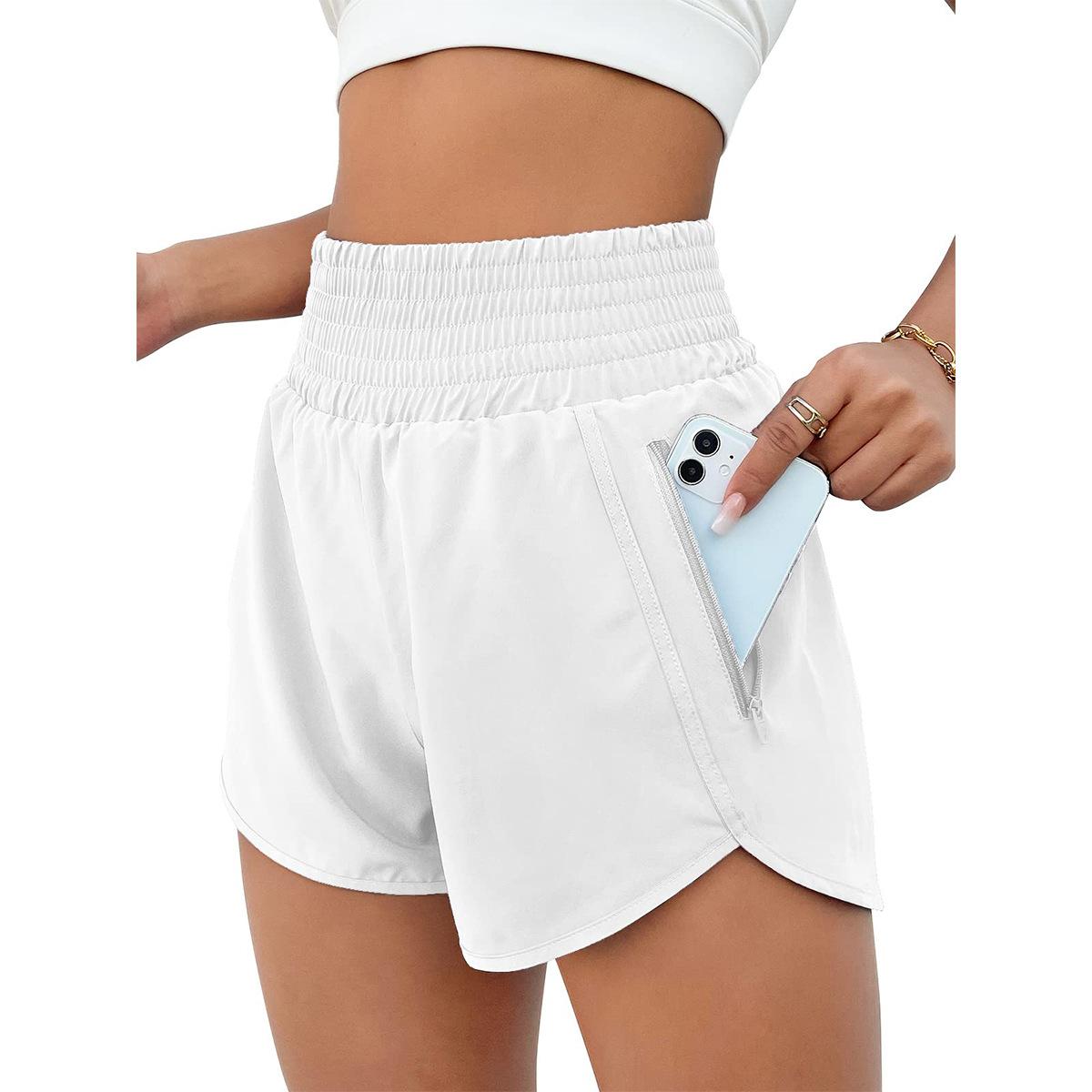 

Pocket quick-drying naked yoga shorts double-layer anti-light high waist three-point fitness S Size Below 55kg