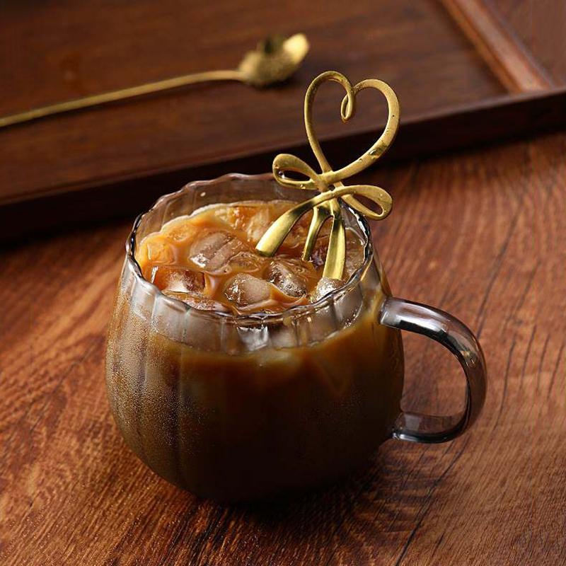 Striped Glass Cup Cold Coffee Cups Drink Glass Cup Kitchen Accessorie Breakfast Cup For Milk Tea Juice Water Drink Bottle