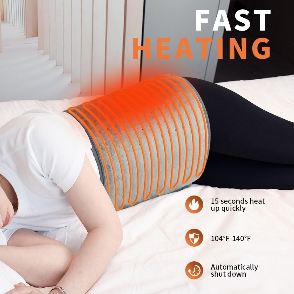 Portable Electric Heating Pad  Menstrual Pain Relief Abdomen Warm Pad Hook & Loop Design Body Relax Massager