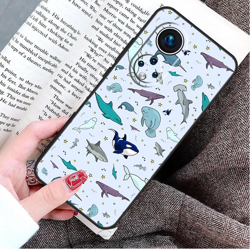 Sea Whale Narwhals Case For Honor Magic 8 6 7 Lite Honor 400 200 Pro 50 70 90 X8c X8b X9a X9c X9b X9d Win Cover