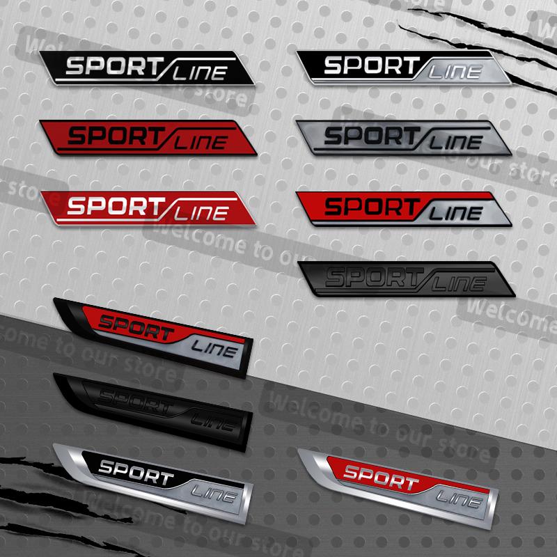 JBIW9 3D Metal Car Styling Sport Line Grille Emblem Side Decals Rear Trunk Body Badge For Skoda VRS Octavia Scala Vision Rapid Kodiaq