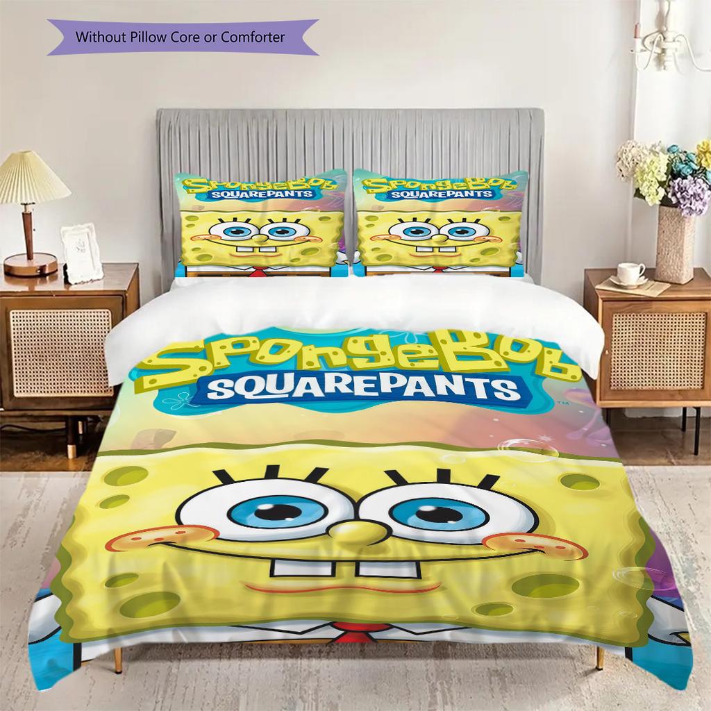 Spongebob Squarepants Movie Bedding 1 Duvet Cover 2 Pillowcase Without Core Soft And Comfortable Duvet Cover And Pillowcase Bedding Set