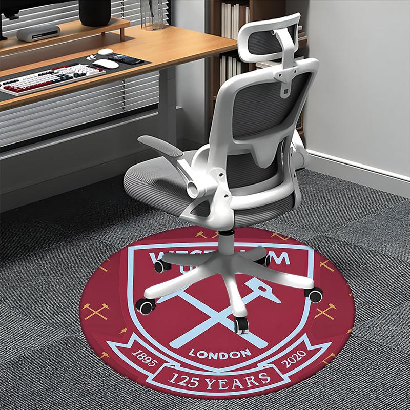 

West Ham United Crest,Anniversary Badge Chair mat Round Rug Office carpet, Non slip, Suitable for Living Rooms, Bedrooms decor.1205123a 80cm by 80cm