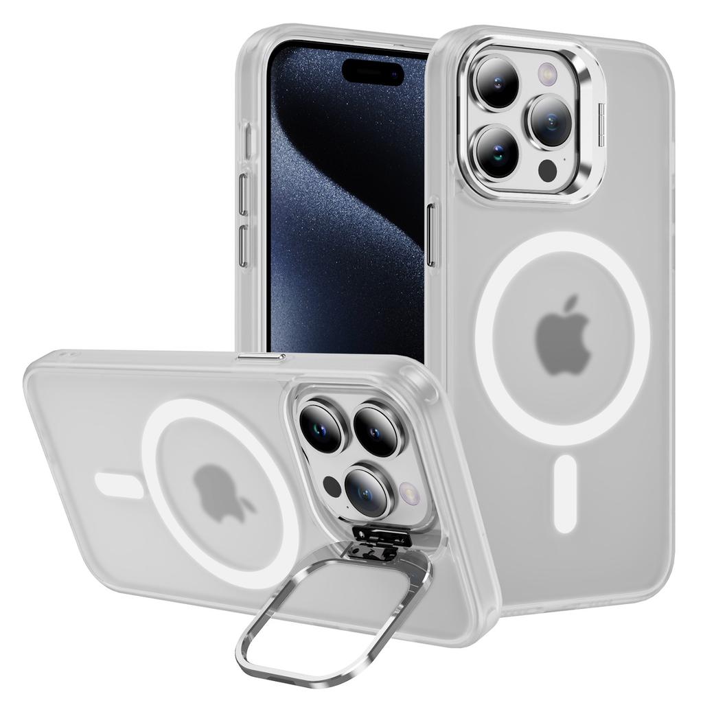 Compatible with MagSafe for iPhone 15 Pro Case PC+TPU+Metal Kickstand Phone Cover