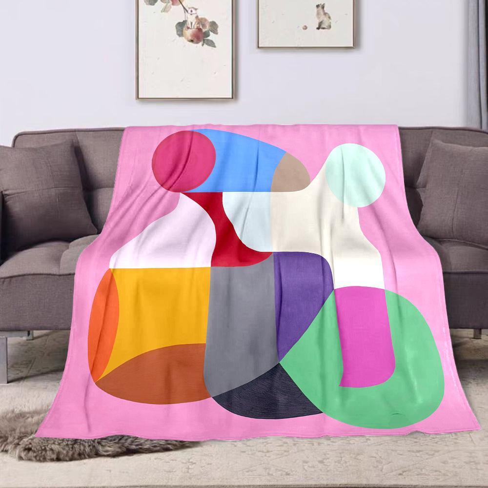 Abstract Colorful Geometric Art Design Patterned Flannel Blanket Perfect for the Bedroom Living Room, Sofa, or a Little Nap