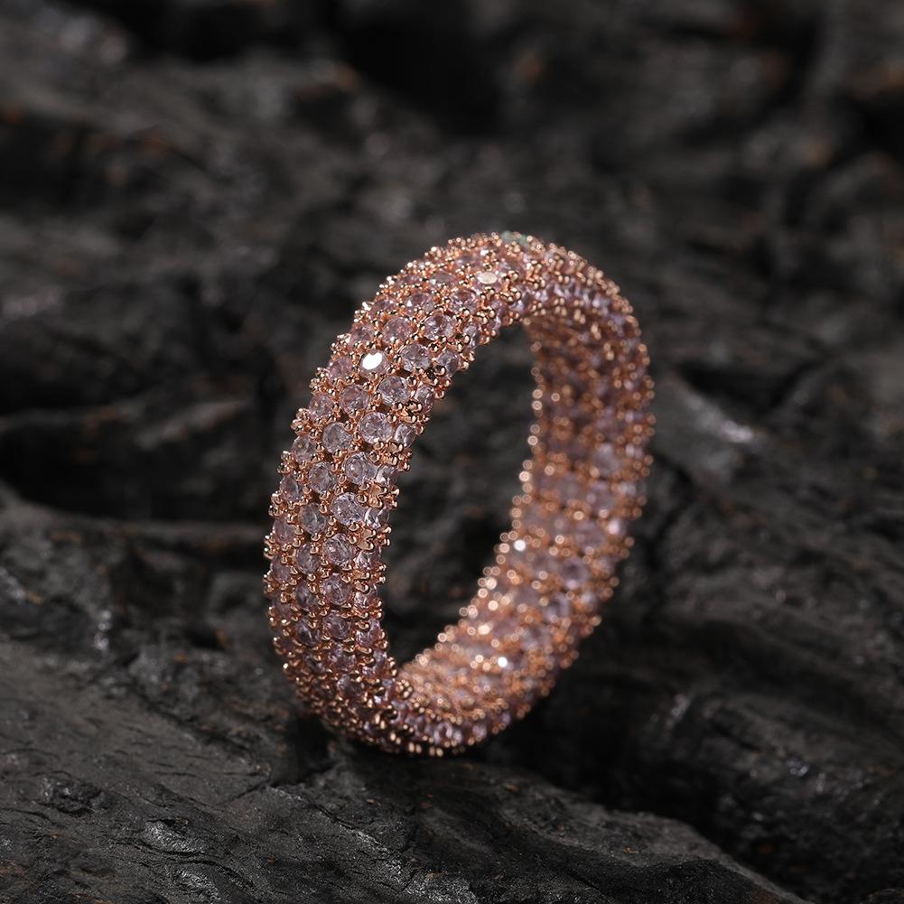 Gumeng new copper inlaid zircon full diamond ring hiphopins style personality simple men's ring tide