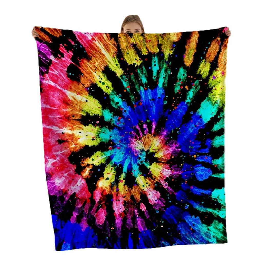 Rainbow tie-dye digital printing flannel blanket super soft blanket air conditioner sofa blanket