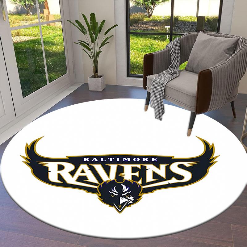BaltimoreRavens Round Area Rug,Carpet Rug for Living Room Bedroom Sofa Playroom Decor,Non-slip Floor Mat