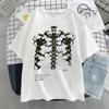 Gothic Y2k Streetwear T Shirt Unisex Purple Skeleton Rib Cage Print Casual Cotton Oversized Tops For Outdoor Activities