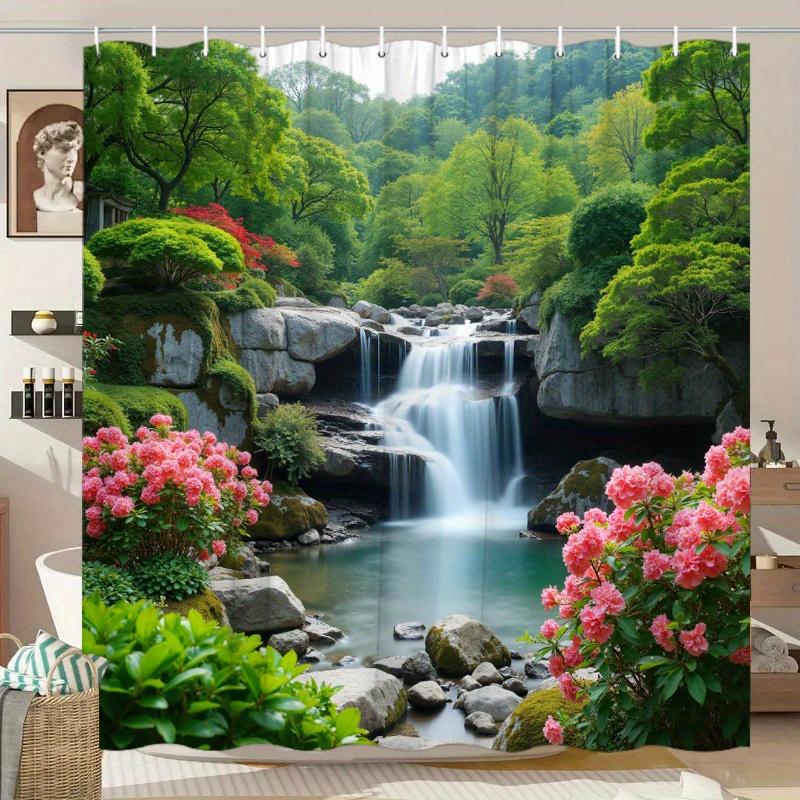 Waterfall Garden Shower Curtain - Multi-Style Bath Decor, Perfect for Those Who Love Nature-Inspired and Practical Designs