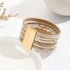 Stone Leather Bracelet for Women Retro Multilayer Crystal Snake Skin Wide Bangles Jewelry Gifts
