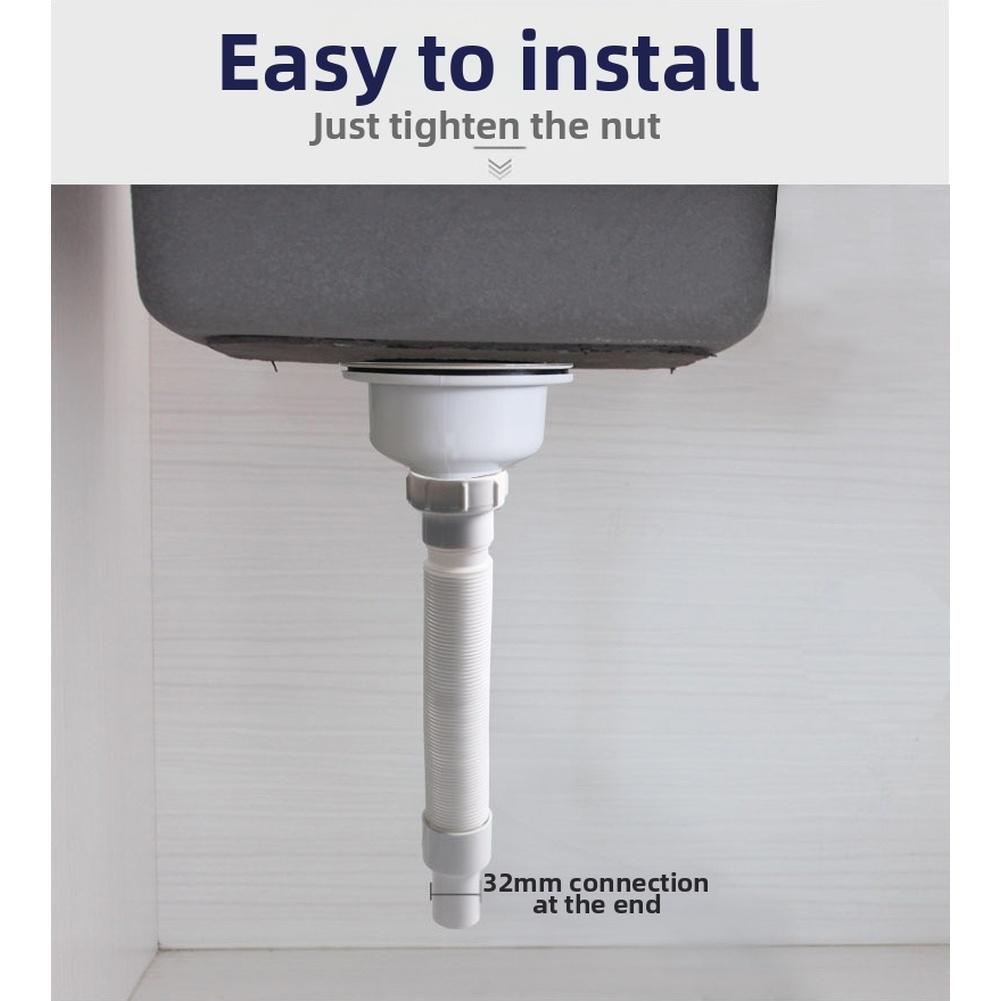 Kitchen Sink Drain Pipe PP Wash Basin Sewer Drainer Flexible Hose 45mm Internal Thread Telescopic Tube Bathroom Accessories