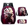 Hazbin Hotel Anime Ensemble de 3 pièces Sac à dos Étudiant Sac d'école à bandoulière Enfants Mignon Sac à dos de voyage Cadeau d'anniversaire pour enfants