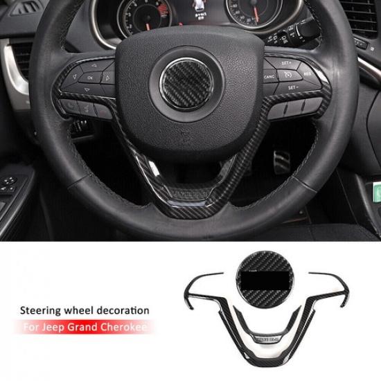 3Pc Steering Wheel Decor Strips Molding Cover Trim For Jeep Grand Cherokee 2014+