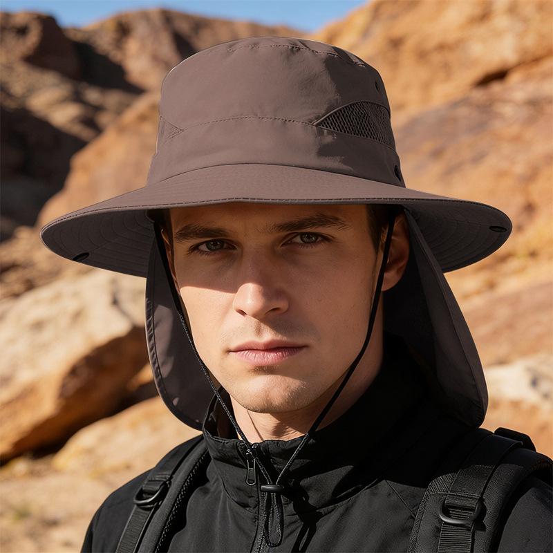 Sunscreen hat men's new sunshade fishing hat sun hat men's large brim UV protection bucket hat