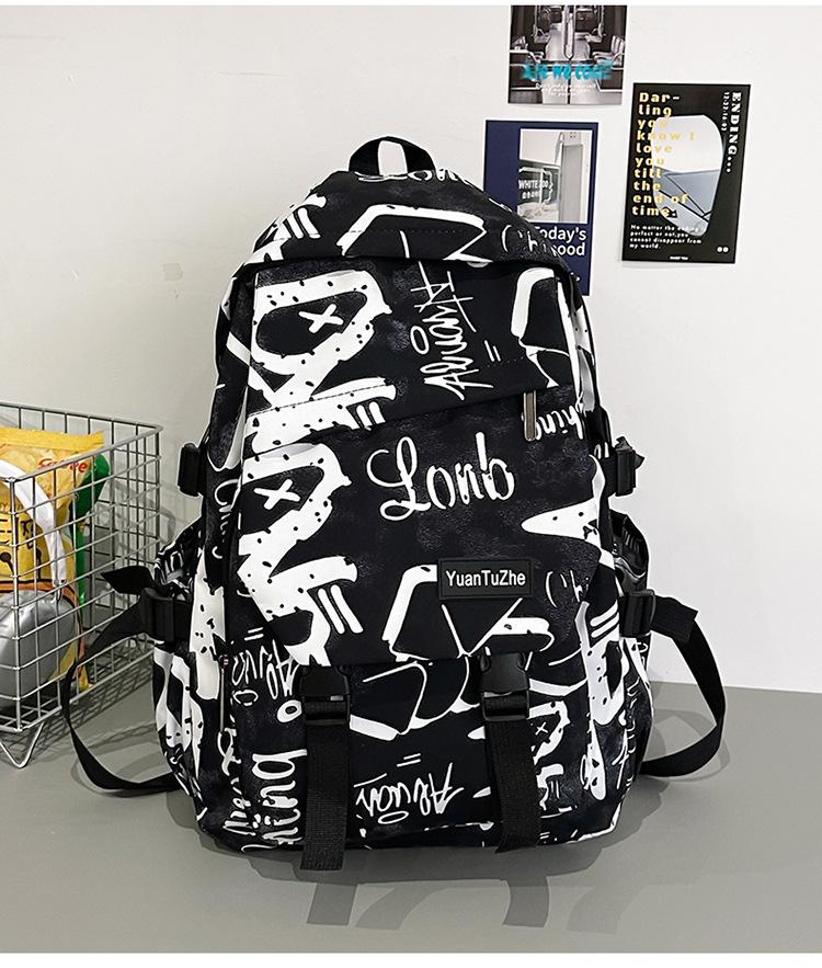 Schulrucksack Trendmarke Rucksack Herren Ins Trendig Cool Große Kapazität Graffiti Rucksack Herren Freizeit College Student Campus Schulrucksack
