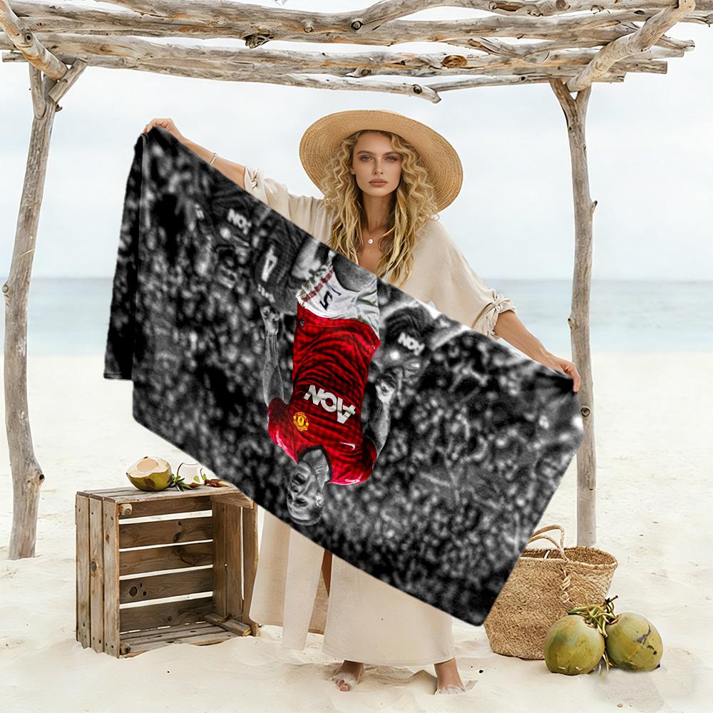 Football Player Celebration Beach Towel Super Soft & Absorbent Comfortable Lightweight