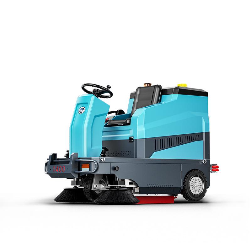 Boshuo 1400 Industrial Three-Brush Sweeper with Suction & Spray for Workshops & Schools