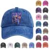 Washed Cotton Baseball Cap With Printed Distressed Soft Top Denim Hat For Men, European And American Retro Hat