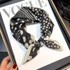 Small Square Scarf Women's Printed Scarf Square Scarf Black Polka Dot Light Luxury Silk Scarf Versatile Fashion