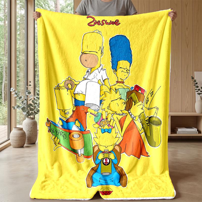 Soft Flannel Blanket Lightweight Cozy Bedroom Living Room CoverThe Simpsons