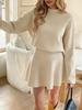 Women's Long Sleeve Colorful Knit Dress with Half High Neck
