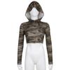 Felpe con cappuccio da donna Camicia con stampa mimetica Camicetta a maniche lunghe Camicetta corta Felpa casual