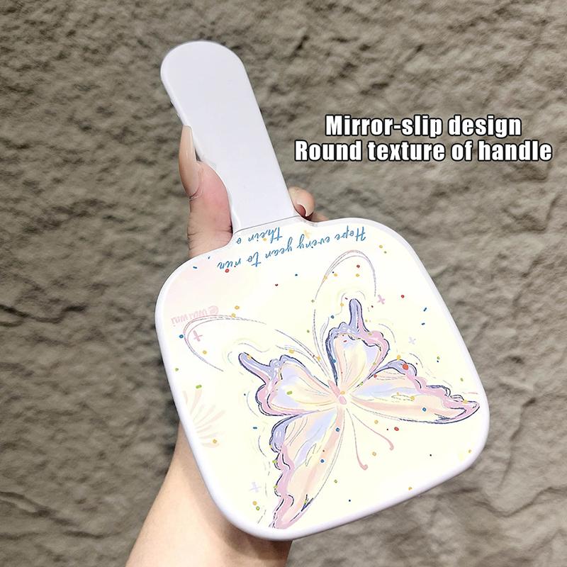 Portable Bow Cute Pink Mirror Comb Handheld Mirror Comb Extracted Integrated Hair Brush Massage Styling Tool Make Up Mirror