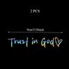 2pcs Trust In God Car Rearview Mirror Sticker Vinyl Graphic With Heart Cars Trucks Windows Laptops Decal Faith Hope Love Teacher Christamas Gift
