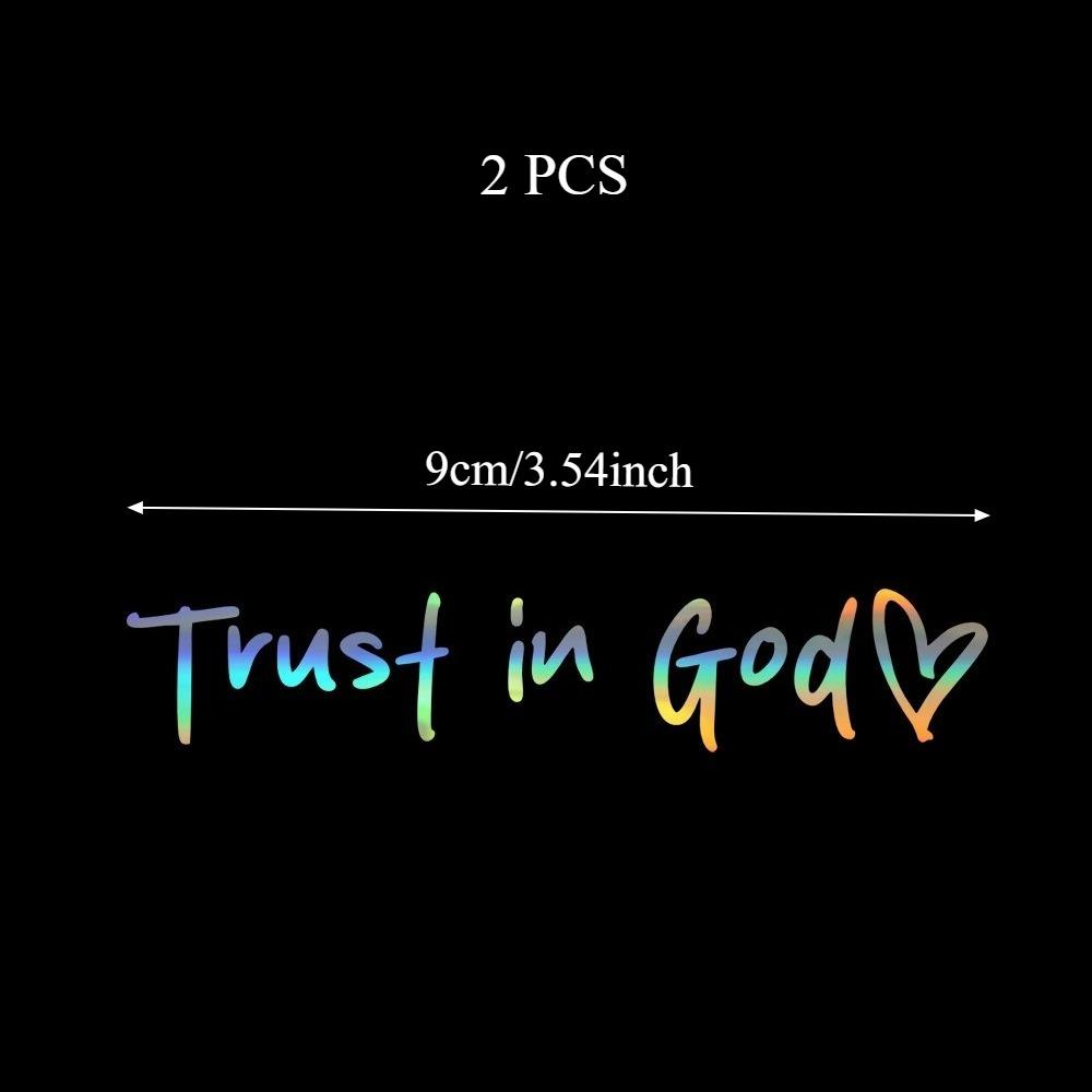 2pcs Trust In God Car Rearview Mirror Sticker Vinyl Graphic With Heart Cars Trucks Windows Laptops Decal Faith Hope Love Teacher Christamas Gift