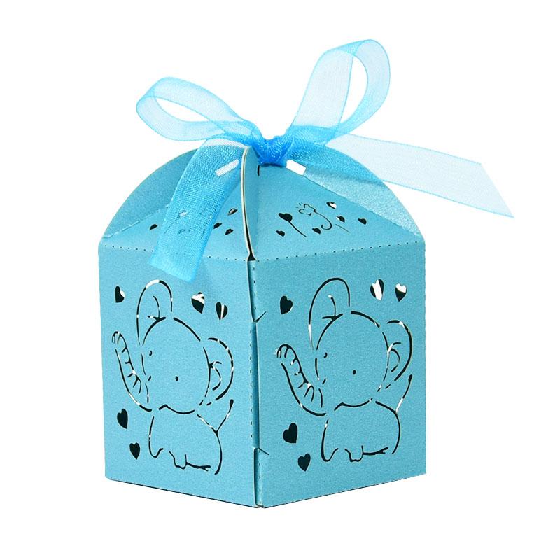 

10/50 шт., подарочная коробка для конфет в виде голубого слона, полая бумажная коробка для шоколадных угощений, принадлежности для вечеринки по случаю рождения ребенка, украшения для дня рождения 50pcs синий