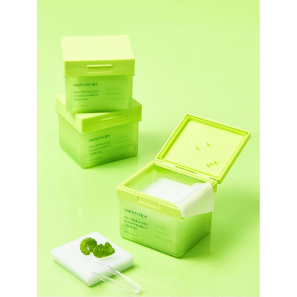 Paparecipe Real Centella Sica Cooling Water Fit Toner Pad  80 Sheets 