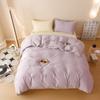 Purple Blue Bedding Set Protein Durable Washed Cotton Color Block Shell Embroidery Comforter Cover Full Size with Pillowcases