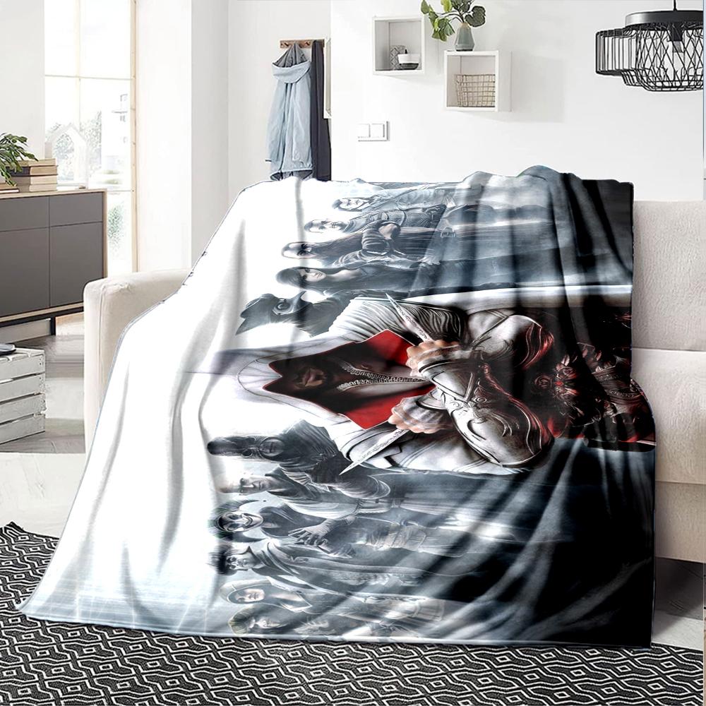 Coperta stampata con tema Assassin's Creed - Perfetta per divano, letto, viaggi e uso all'aperto | Lavabile in lavatrice, accogliente e resistente.