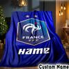 Custom Name France Football Crest Throws Blanket Flannel Blankets for Couch Bed Gifts for Men Women Picnic Blanket Christmas Fan Gifts