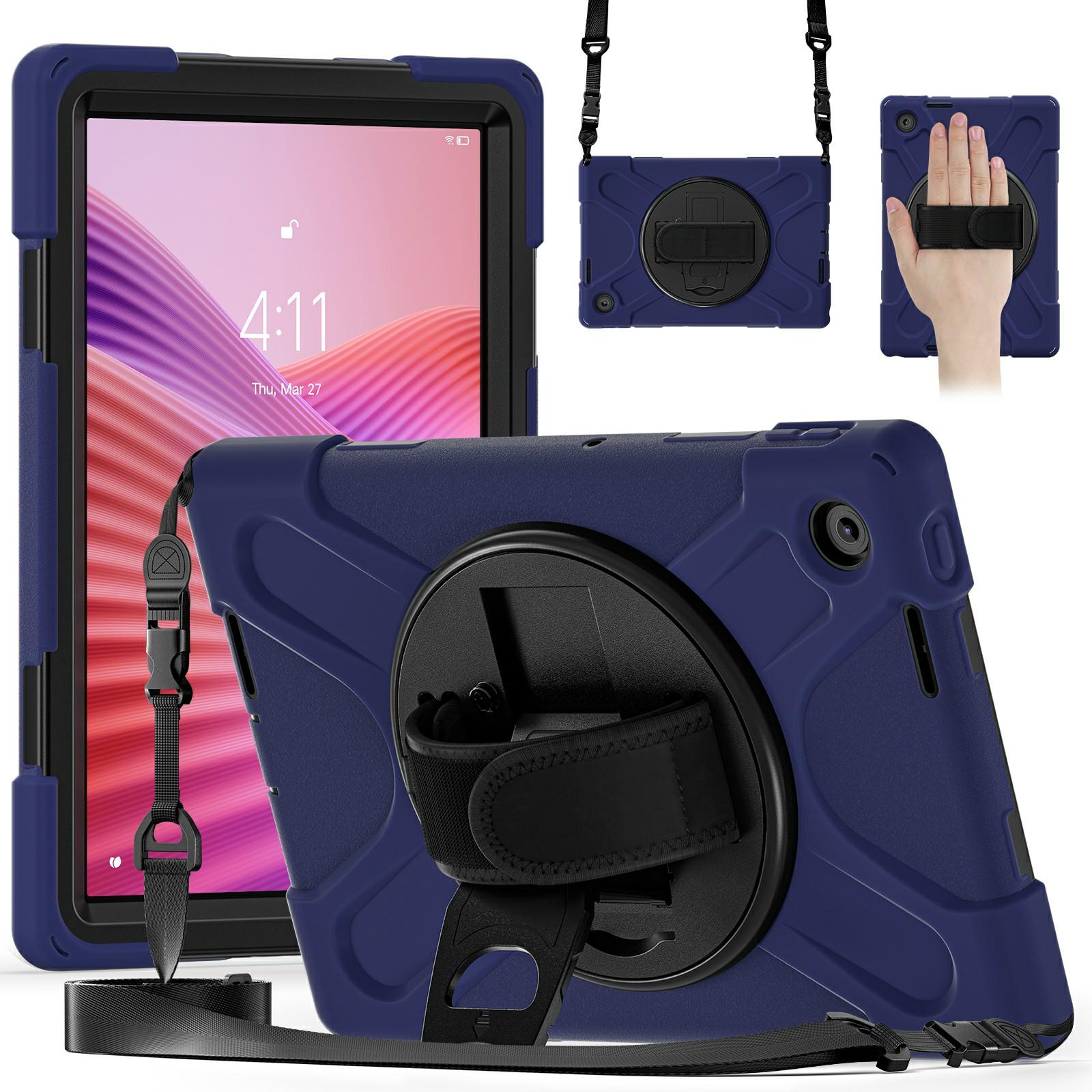 

Для Lenovo Tab 10.1 (2025) TB311XU/Zhaoyang K10C Чохол-підставка TPU PC Силіконовий Чохол для планшета з плечовим ременем Navy Blue