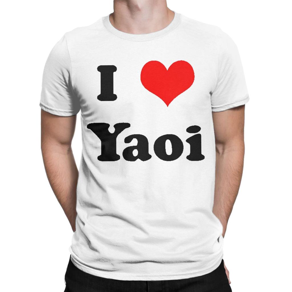 Harajuku T-Shirt I Love Yaoi 100% Baumwoll-T-Shirts Mode T-Shirt für Männer Sommer Y2K Basic Lässig Kurzarm Kleidung
