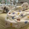 Washed Cotton Bed Four-piece Set Simple Bedding Quilt Cover Bed Sheet Dormitory Three-piece Set