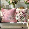 Pink Floral Spring Print Nordic Home Decor Pillowcase Bedroom Living Room Sofa Decoration Polyester Cushion Cover with Zipper