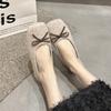 Flat Bottom Square Head Bow Doudou Single Shoes Women's Shoes New Early Spring Winter Gentle Evening Ladyshoes