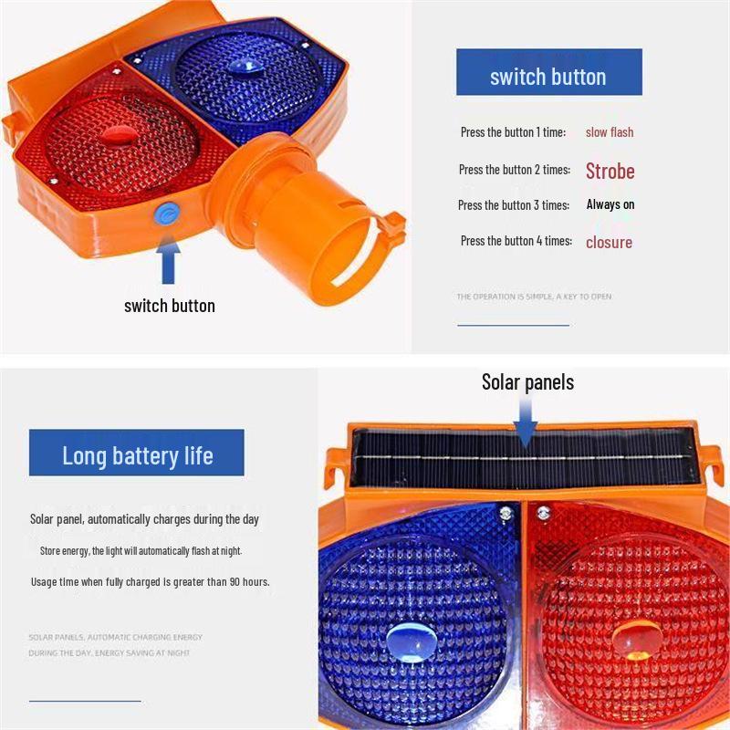 Solar LED Strobe Warning Light for Road Construction and Safety Cones
