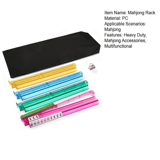 4Pcs Mahjong Rack with Pusher Heavy Duty Portable Multifunctional American Mah Jongg Tile Holder Push Ruler Mahjong Accessories