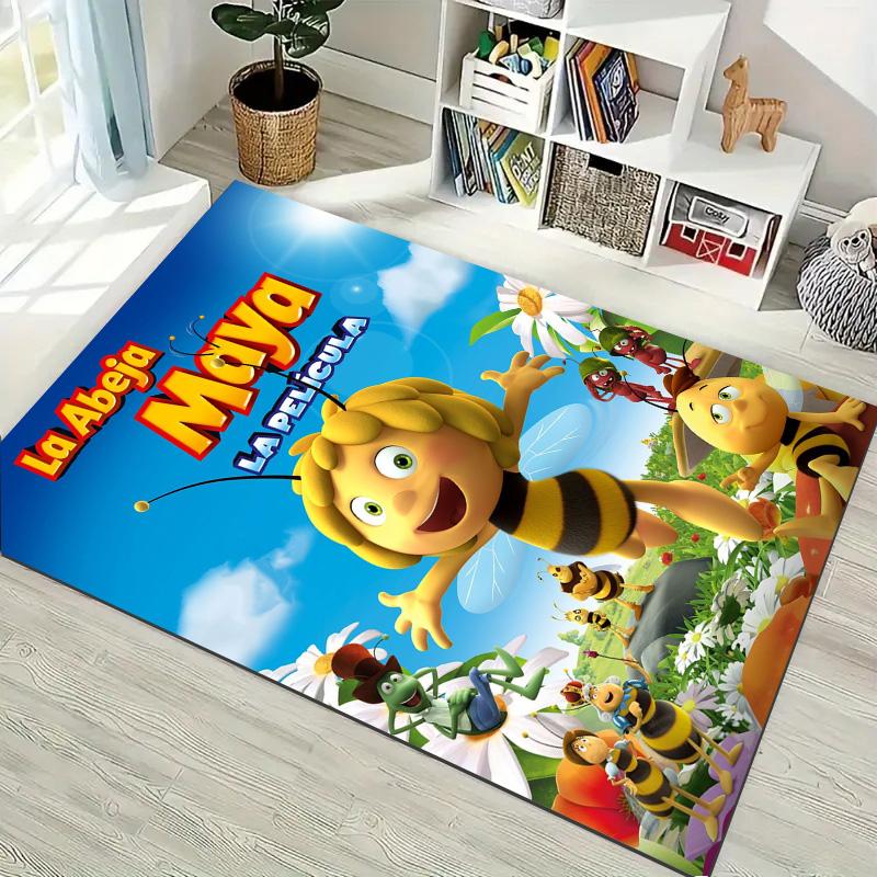 Tappeto A Pelo Corto Stampato Film Cartone Animato Maya l'Ape Tappetino Rettangolare Antiscivolo Tappeto Decorativo Carino Animazione per Bambini per Camera da Letto Soggiorno