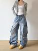 Unisex American Retro Loose Denim Wide-Leg Work Pants