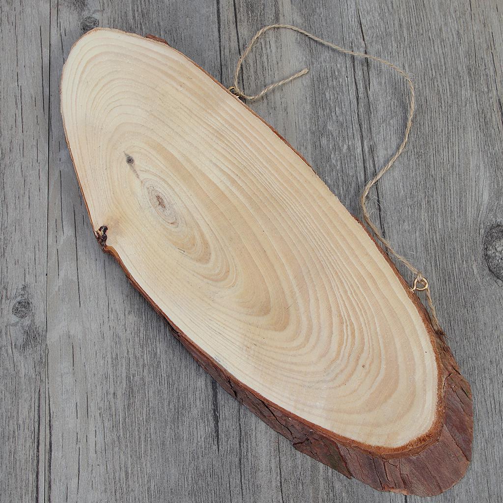 Pine Wood Slice Round Disc Tree Bark Wooden Circles w// Rope