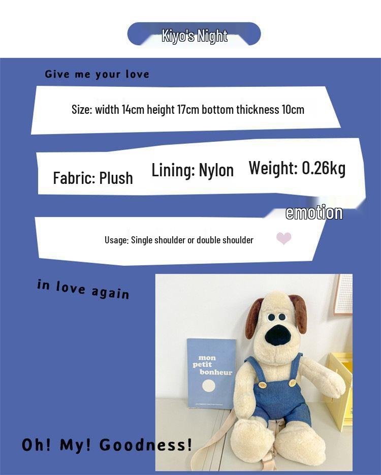 Adorable Puppy Dungaree Plush Backpack Doll | Soft Cartoon Plushie | Cuddly Birthday Gift for Kids