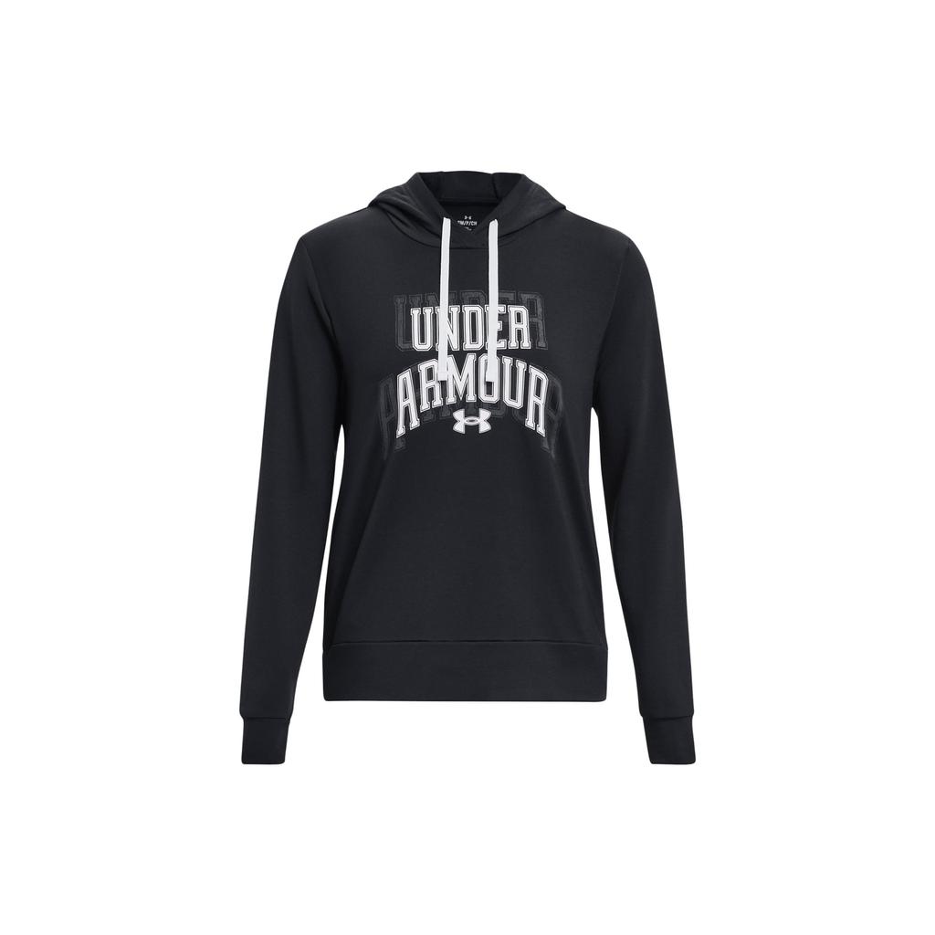 Under Armour Lettered Pullover Hoodie Long Sleeve Sweatshirt Women Sweatshirt Black 1379610-001