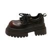 Fashion Women's Chunky Heel Single Shoes Female British Style Square Head Loafers Casual New Thick Heels Dress Lace-up Leather Pumps